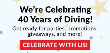We're celebrating 40 years of diving. Parties, promotions, giveaways, and more!