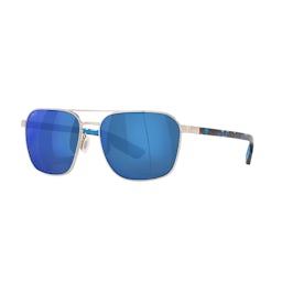 Costa Wader Sunglasses - Brushed Silver/Blue Mirror Thumbnail}