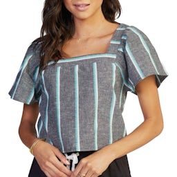 Roxy Here or There Top Front - Anthracite Sunset Stripe Thumbnail}