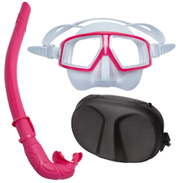 Hammerhead Pure Freediver Mask & Snorkel Combo with Case - White / Pink Thumbnail}