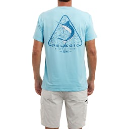 Pelagic Stratos Marlin X-ing Short Sleeve Performance Shirt (Men's) - Back on Model Thumbnail}