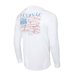Pelagic Aquatek Reel Flag Hooded Performance Shirt (Men's) - Back Thumbnail}