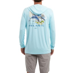 Pelagic Aquatek Goione Slam Hooded Performance Shirt (Men's) - Back on Model Thumbnail}