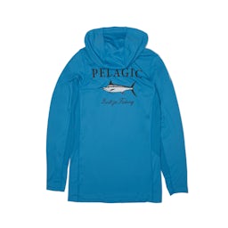 Pelagic Vaportek Marlin Made Hooded Performance Shirt (Kid’s) - Back Thumbnail}
